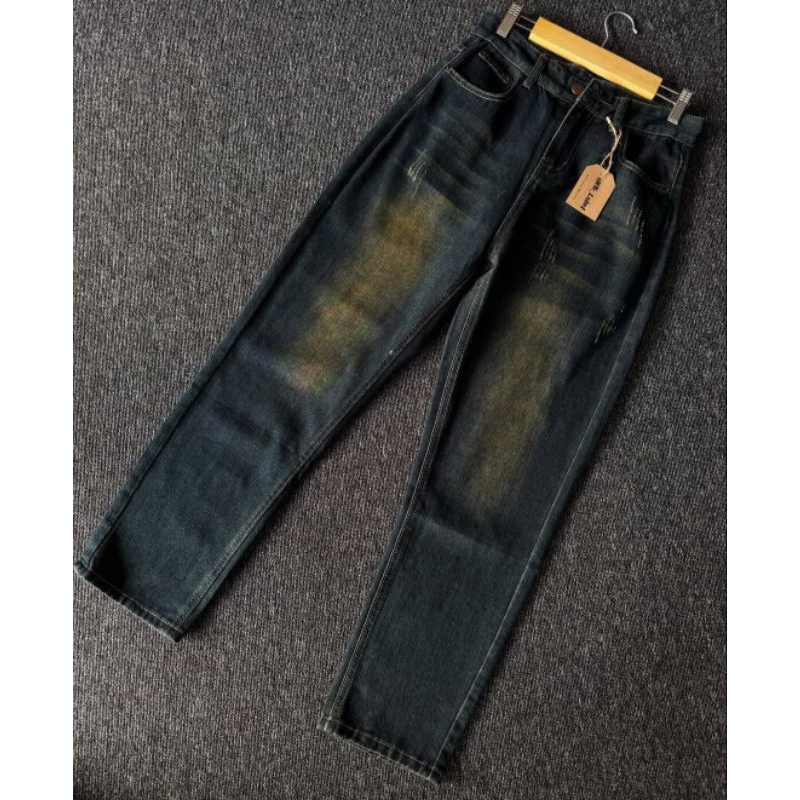 baggy pants jeans/celana jeans wanita korean style/mom jeans import