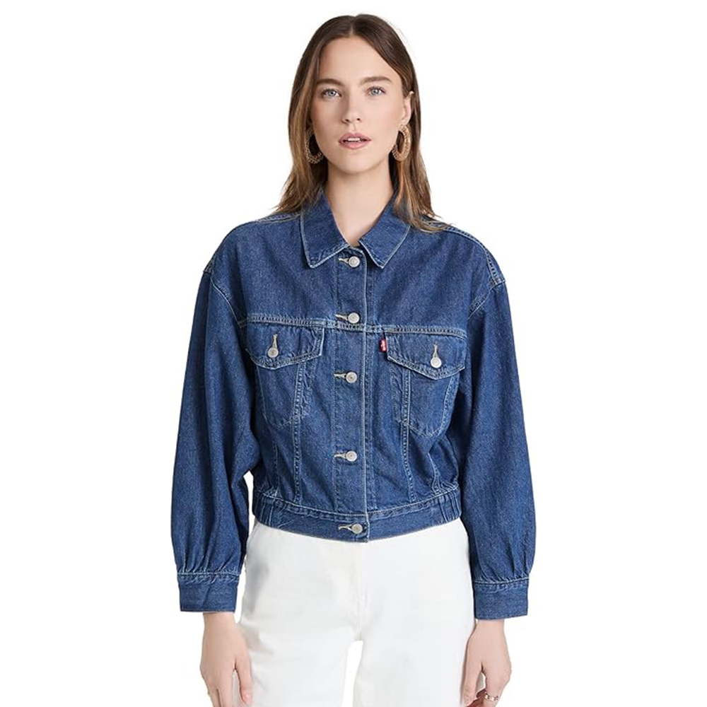 Levi's Levis Scrunchie Trucker Indigo Scrunch Jaket Denim Wanita Biru Original