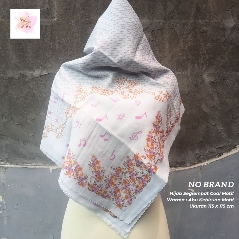 Hijab Segiempat Voal Motif Bunga Tosca Abu