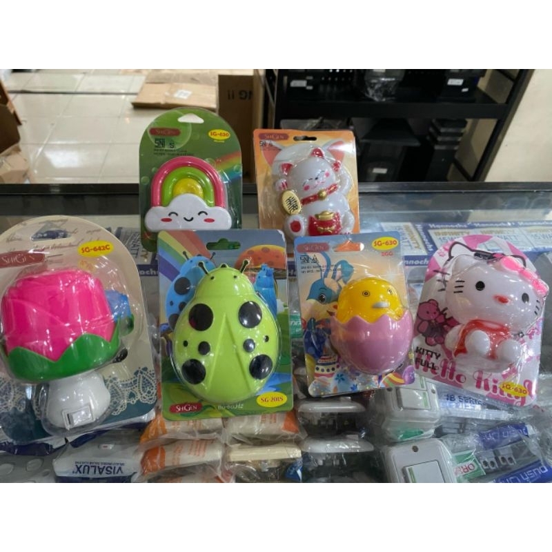 LAMPU TIDUR KARAKTER SHIGEN (BUNGA, HELLO KITY, PELANGI, TELUR, KUCING, KUMBANG)