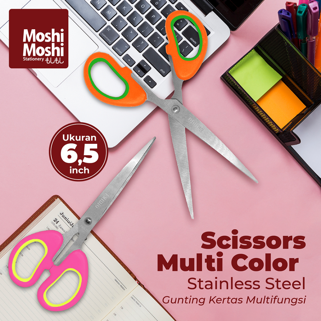 

Multi Scissors Color 6,5" Gunting Warna Pemotong Kertas Multifungsi Alat Kantor Stainless Steel