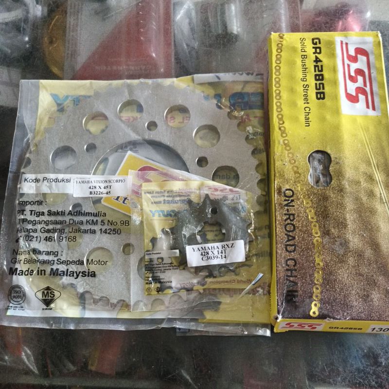 Gear set SSS Vixion 428 45/14 + Rantai SSS 428