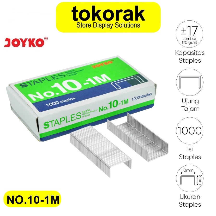 

REFILL STAPLER NO 10 1M JOYKO ISI STAPLES STRAPLER HECTER STEPLER 10-1M KECIL