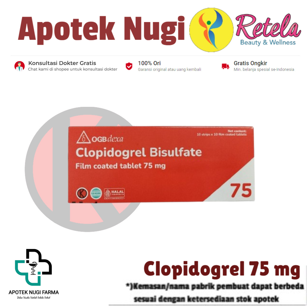 Clopidogrel 75 mg Box 100 Tablet (DEXA)