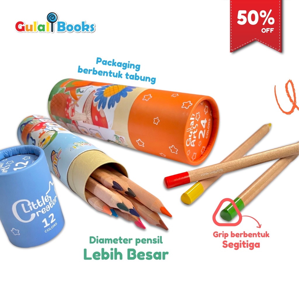 

GULALIBOOKS PENSIL WARNA TOODLER LITTLE CREATOR 12 DAN 24 COLORS PENCIL PIGMENTED ERGONOMIS