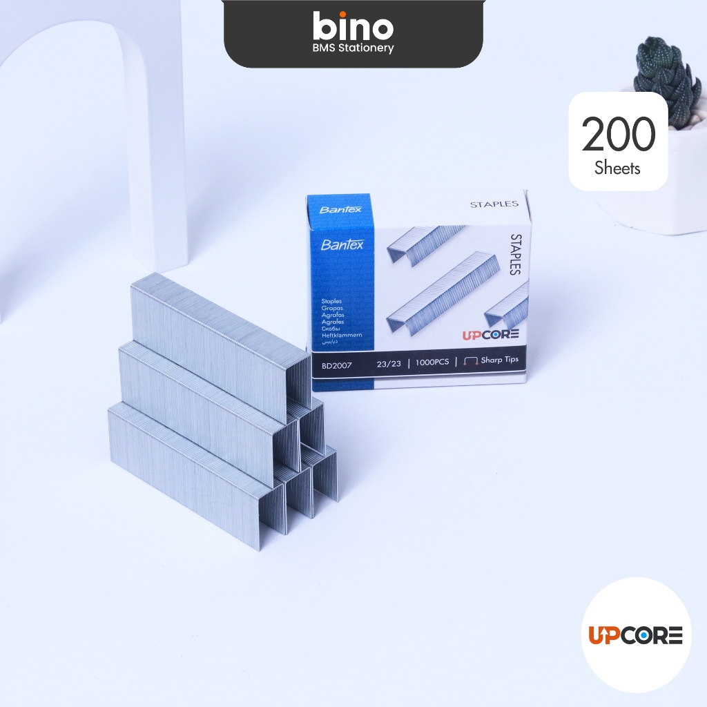 

[BMS Surabaya] Bantex Staples 23/23 Ujung Tajam Anti Karat | Untuk 210 Lembar Kertas | Isi 1000 Pcs