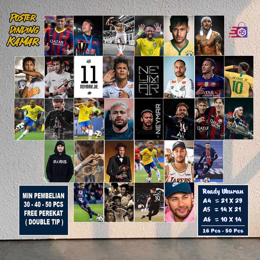 Poster Dinding Kamar Neymar Jr / Poster Neymar / Poster Kamar / Hiasan Dinding / COD