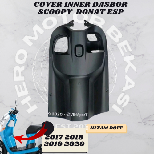 cod - cover inner dasbor dek kontak kunci scoopy donat esp k93 tahun 2017 sampai 2020 warna hitam do