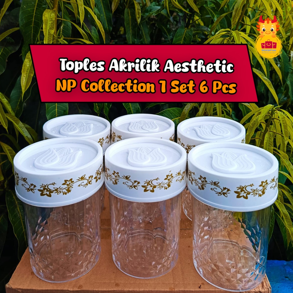 1 Set 6 Pcs  Toples Akrilik  Pirex 189 | Toples Aesthetic | Toples Lebaran NP Collection OK