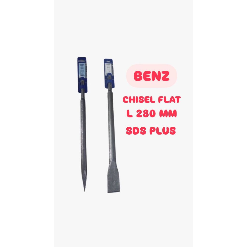 

BENZ SDS Plus Flat Pointed Chisel L 280mm Mata Bobok Bor Pahat Beton
