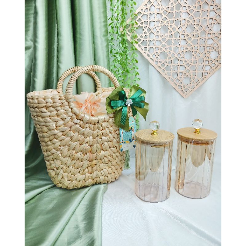 

hampers idul fitri | hampers premium 2 pcs toples & tas eceng