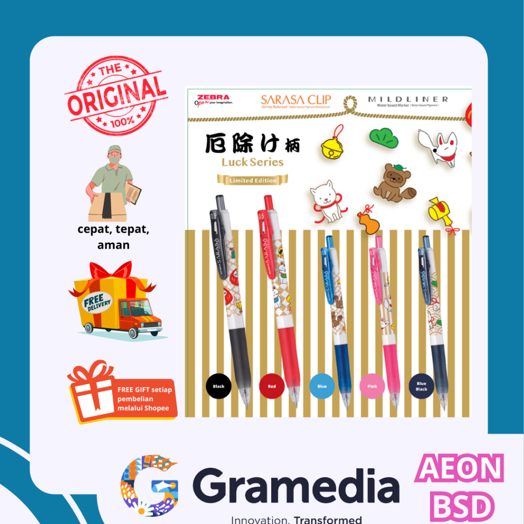 

GRAMEDIA BSD CITY - Zebra Sarasa Gel Pen 0.5mm Goodluck Series - unit and contains 5 pcs - Gra