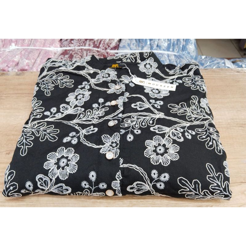 dress gamis kalista katun bordir full furring bordir-gamis katun bordir bkk premium terbaru bisa cod