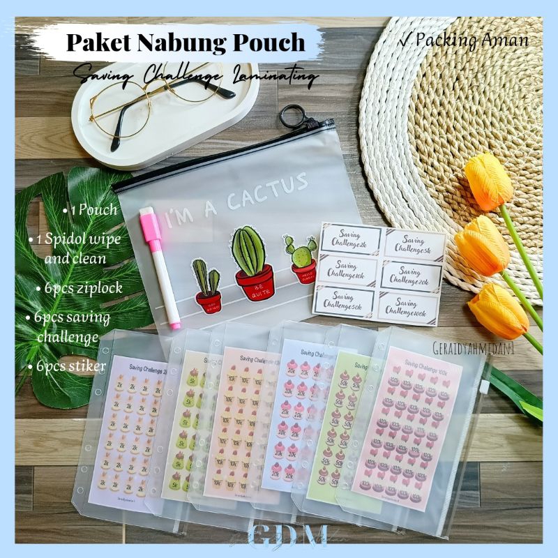 

Paket Nabung Pouch Saving Challenge Laminating Motif Cake