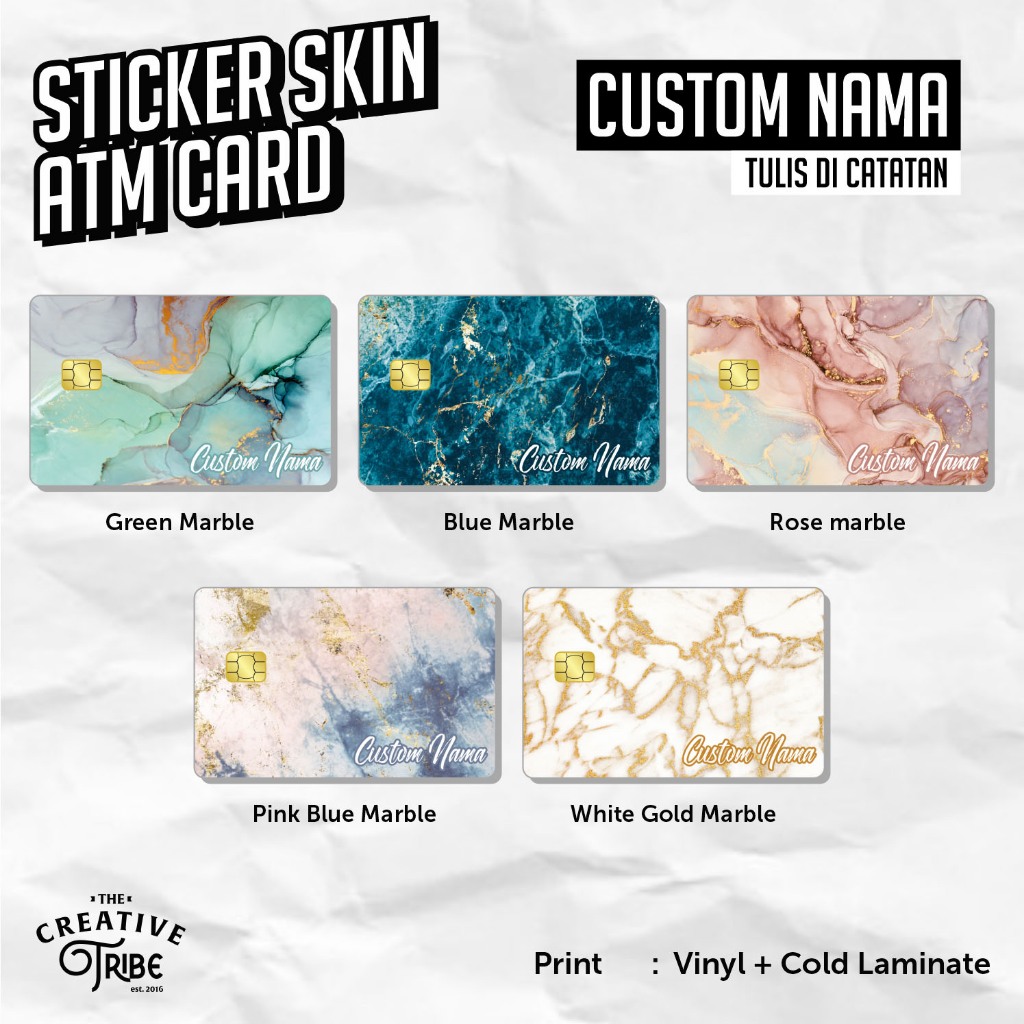 

Custom Nama Sticker Skin Card Marble - Vinyl ATM Debit Credit Emoney Flazz Stiker Kartu