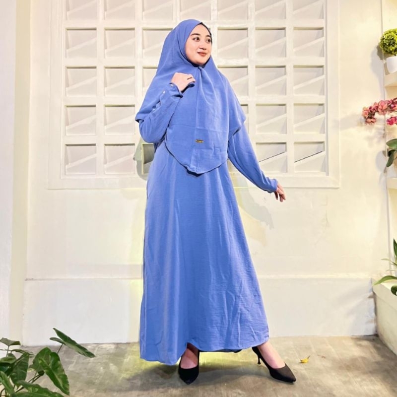 one set gamis hijab syar'i  - gamis aisyah - gamis hijab abaya -gamis crinkle