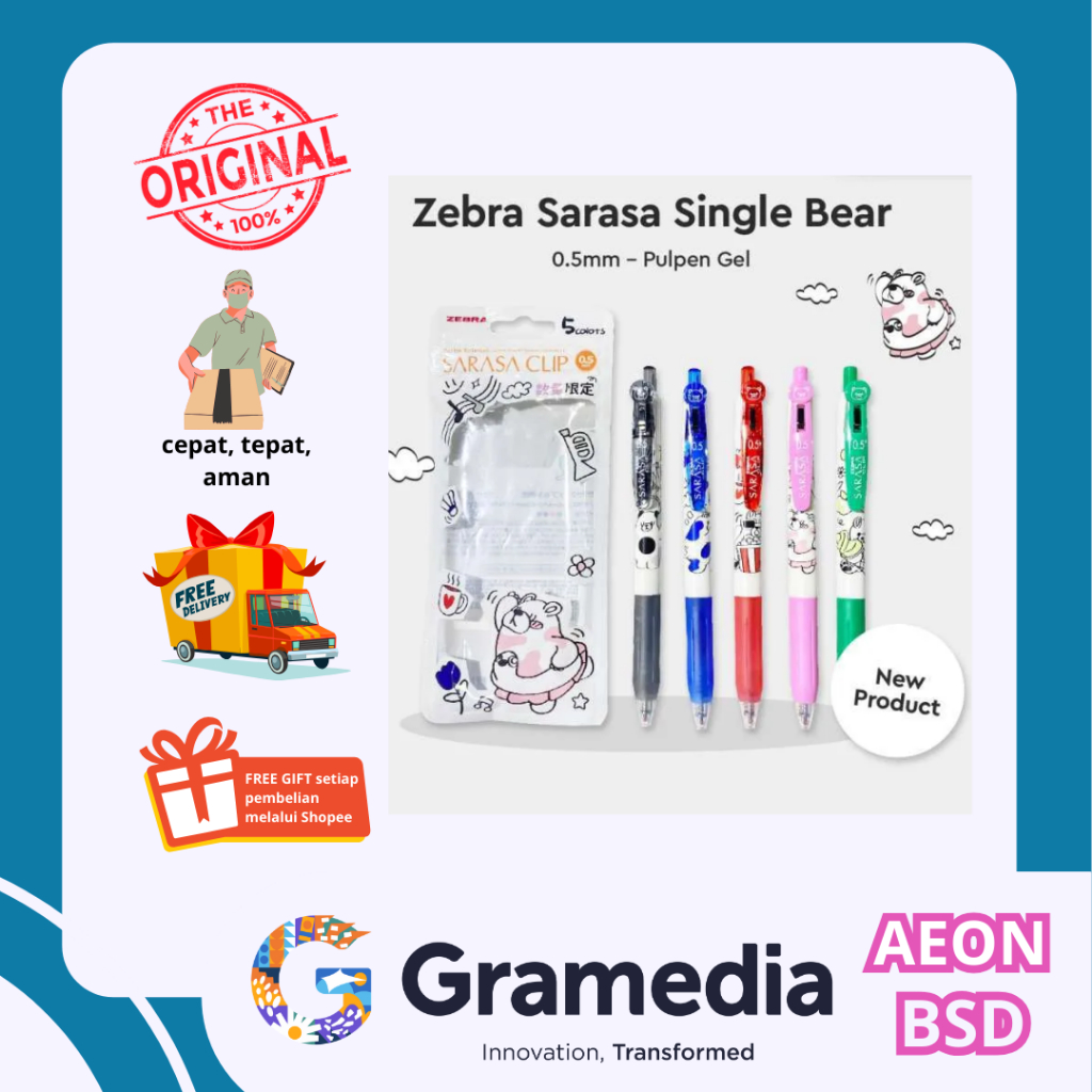 

GRAMEDIA BSD CITY - ZEBRA Sarasa Clip Pulpen Gel 0.5mm Single Bear Gel Pen Limited Edition
