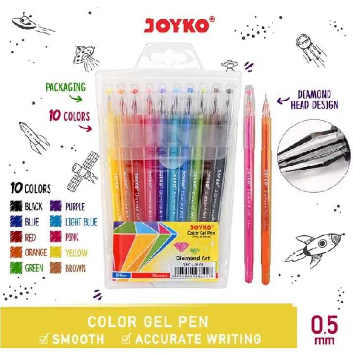 

Color Gel Pen Pena Jel Warna Joyko GPC-310S Diamond Art 10 Warna 0.5mm