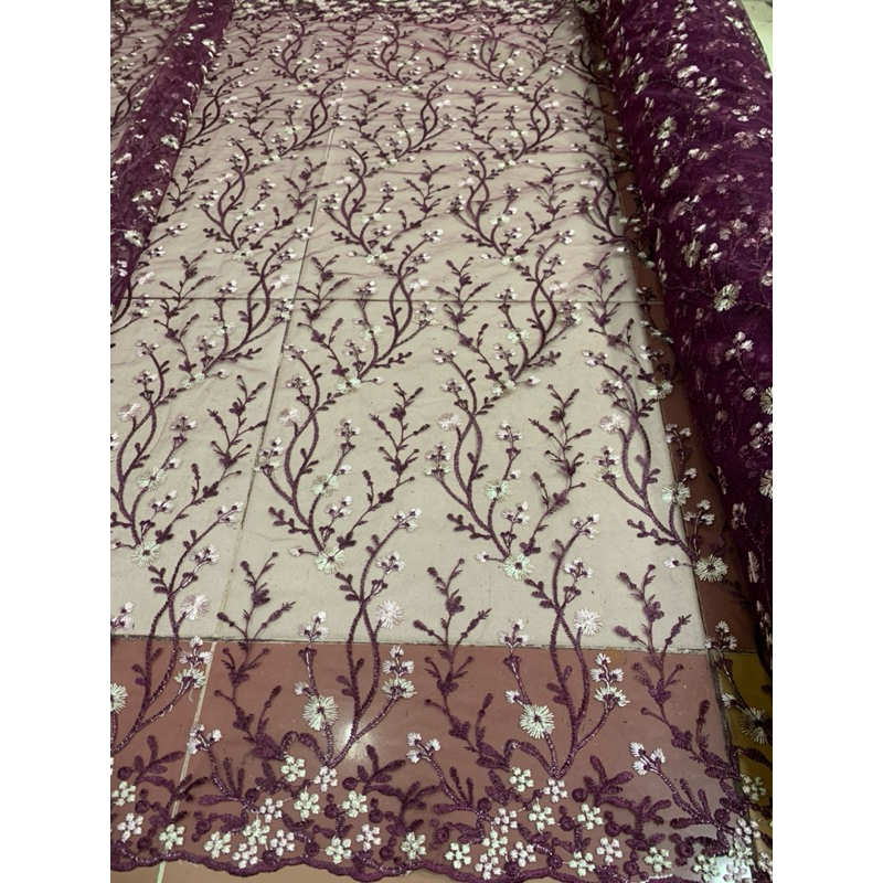 TERBARU  tile garden motif sakura/bahan brokat kebaya/moti