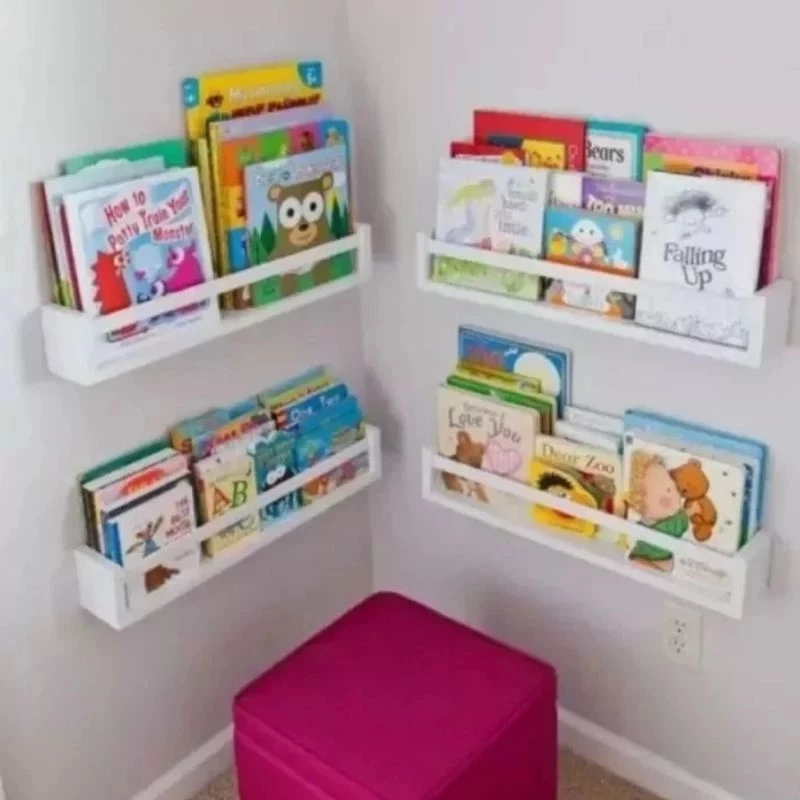 Rak buku kayu / Rak buku dinding / Rak buku tempel dinding / Rak buku majalah anak