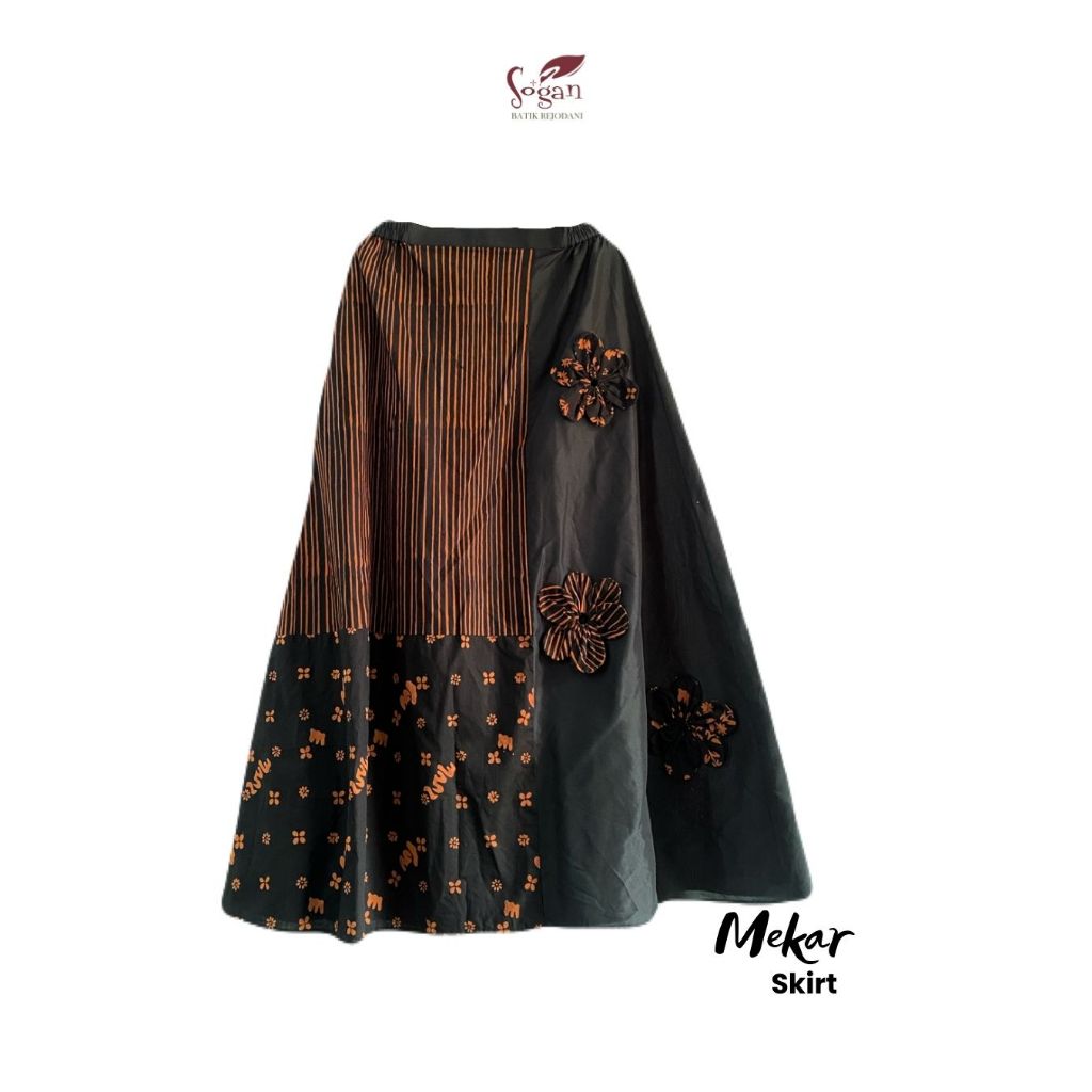 Mekar Skirt Rok Batik Asli Hitam Eksklusif by SOGAN BATIK