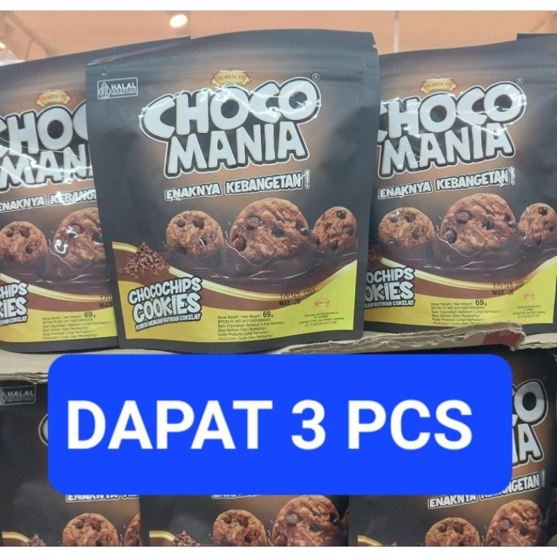 

CHOCO MANIA CHOCOCHIPS COOKIES 69 GRAM PROMO DAPAT 3 PCS