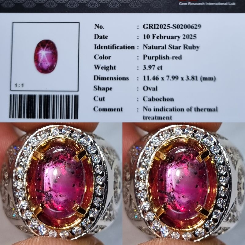 Hot Item Star Ruby 3.97 Cret No heated Madagascar