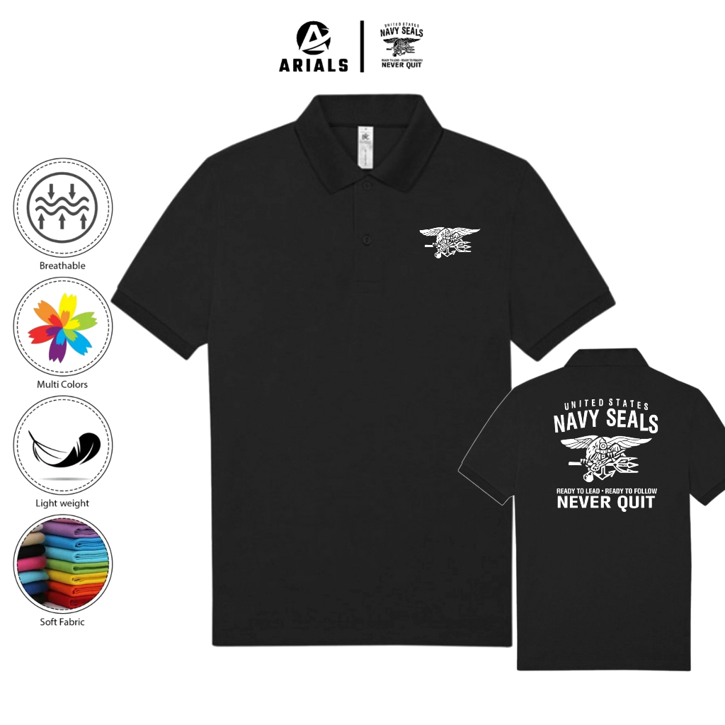 Arials Polo shirt Baju Kaos Kerah Us United States Navy Seals Ready To Lead Ready To Follow Never Qu