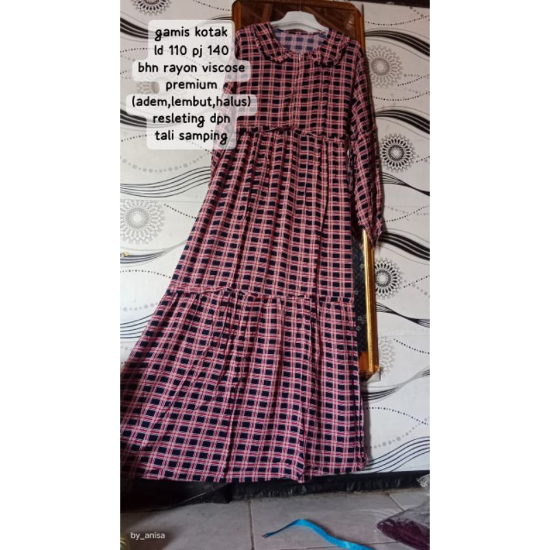 new gamis kotak rayon premium | dress kotak rayon premium| homedress rayon premium