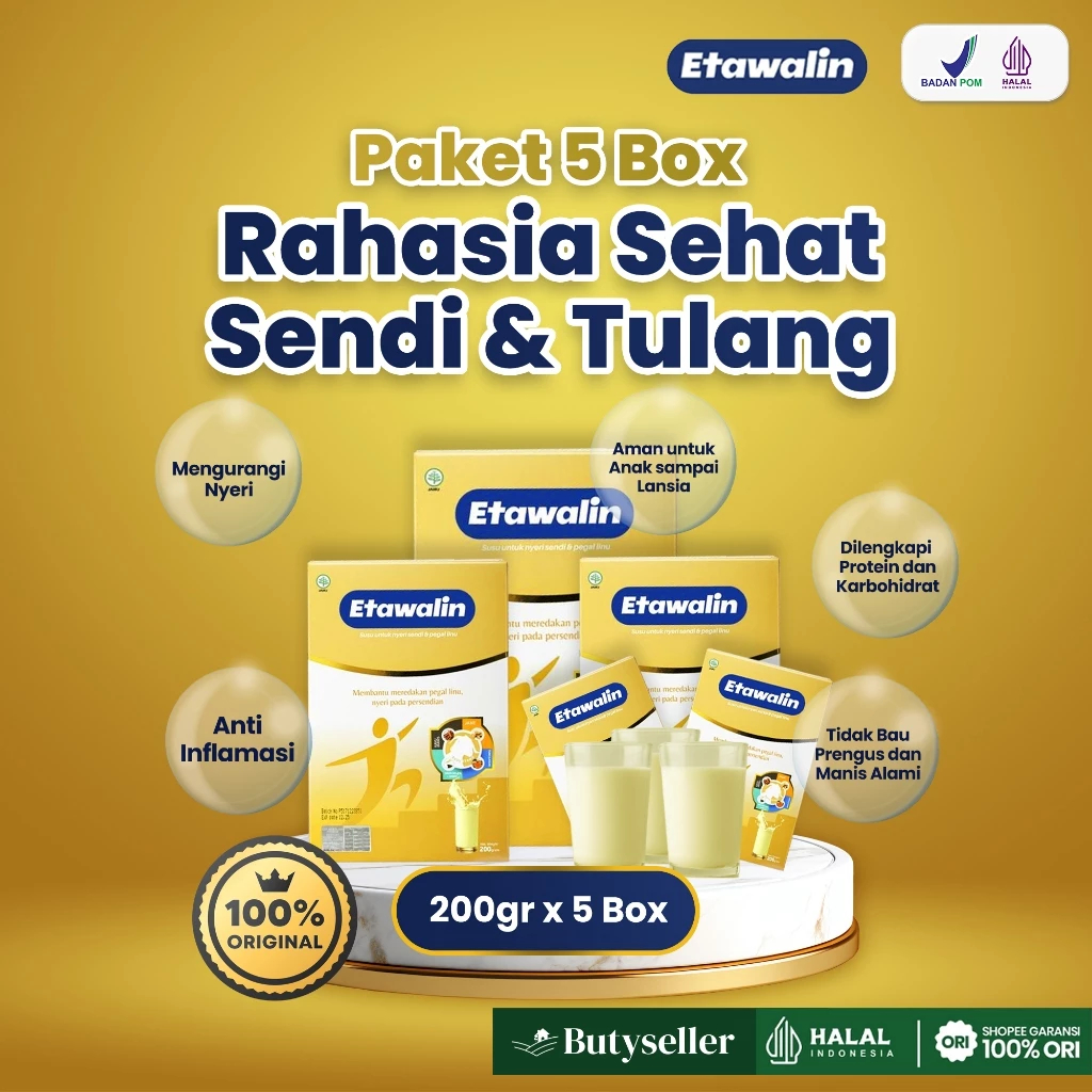 

[ 5 BOX ] Etawalin Susu Anti Nyeri Sendi Pengapuran Sendi Asam Urat Rematik Terlaris