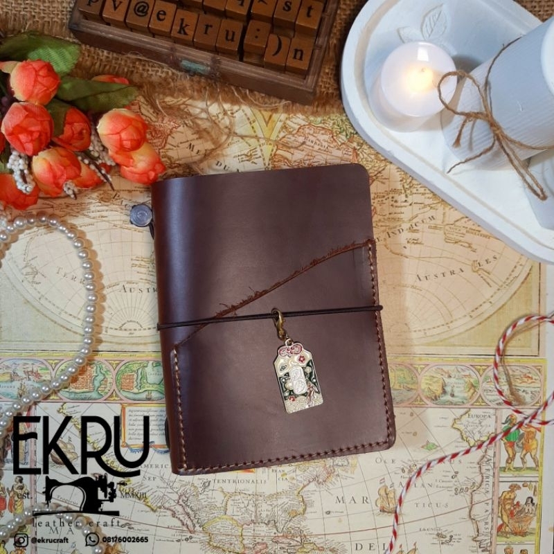 

PASSPORT - FANCY - DEEP BROWN MAROON - GENUINE LEATHER COVER TRAVELERS NOTEBOOK MIDORI JOURNAL
