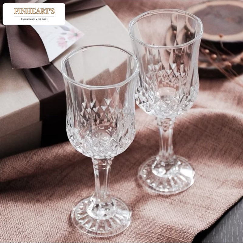 GELAS WINE GOBLET WHISKEY GLASS GELAS FLUTE ANGGUR WHISKY GELAS KACA FLUTE MOTIF DIAMOND