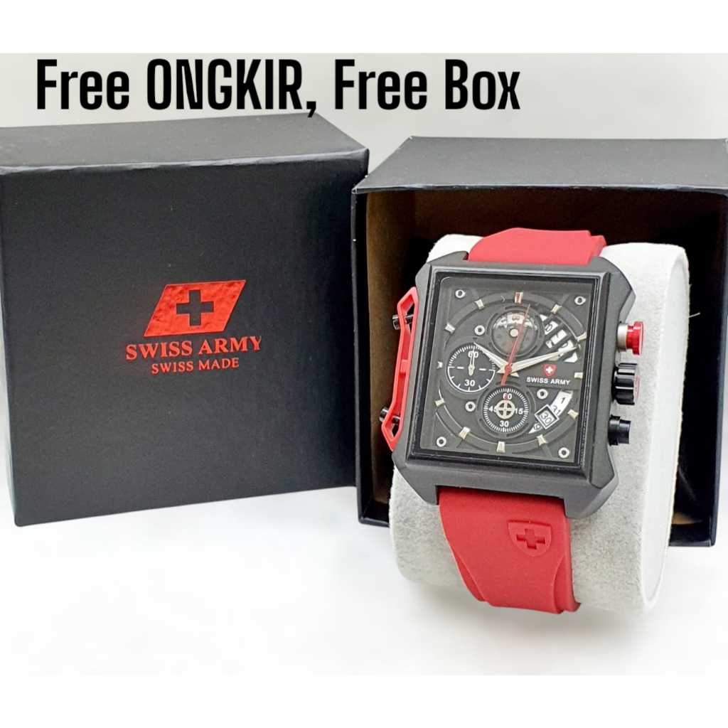 Jam Tangan Pria Swiss Army Chrono Aktif Dan Tanggal Aktif Strap Silokon Rubber Premium
