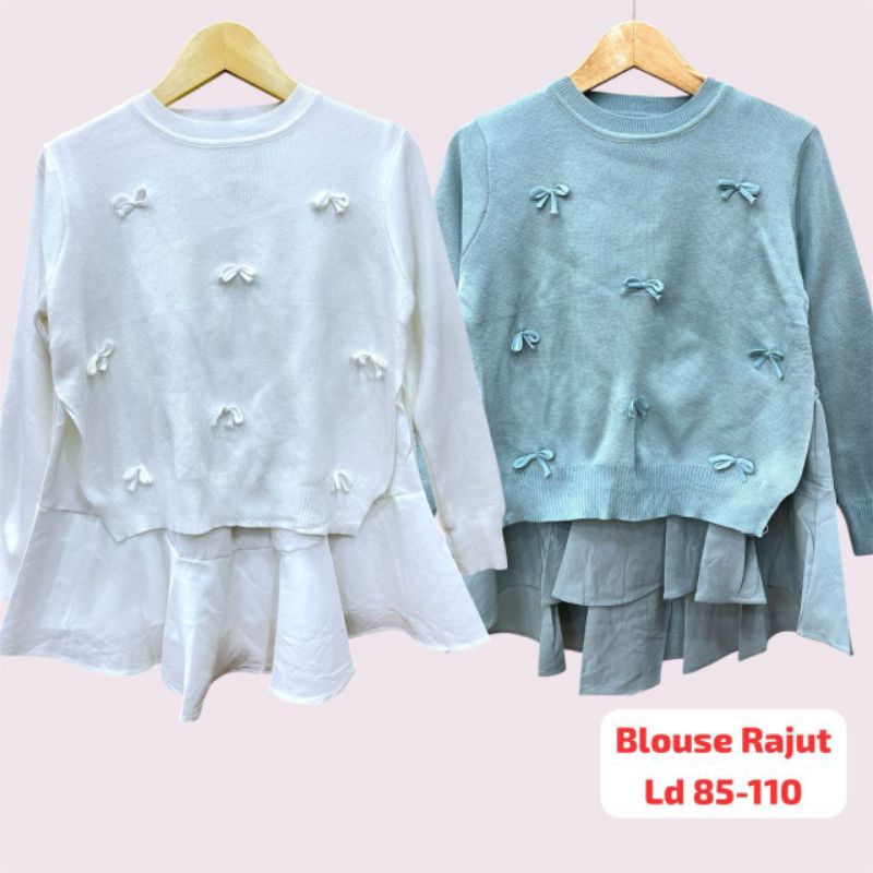 Blouse rajut wanita pakai rompi diluar lengan panjang bahan katun adem