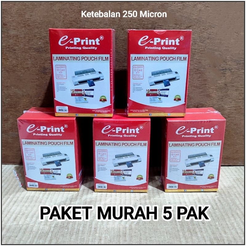 

( PAKET 5 PAK ) Plastik Laminating Ktp 250 Micron EPRINT