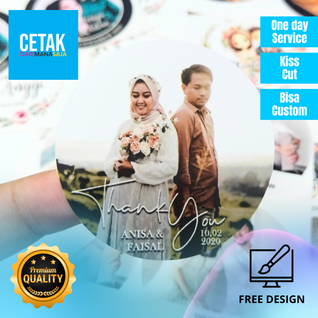 

8-10 Sticker Wedding Souvenir Stiker Pernikahan Custom Ucapan Nikah Nikahan
