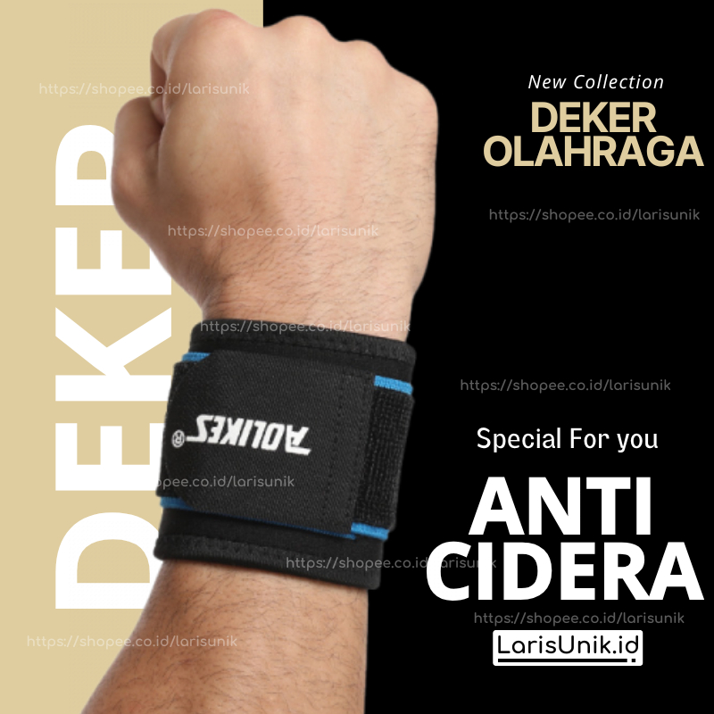Deker Pelindung Pergelangan Tangan Premium Biru Wrist Wrap Wraps Strap Support Band Bandage Wristban