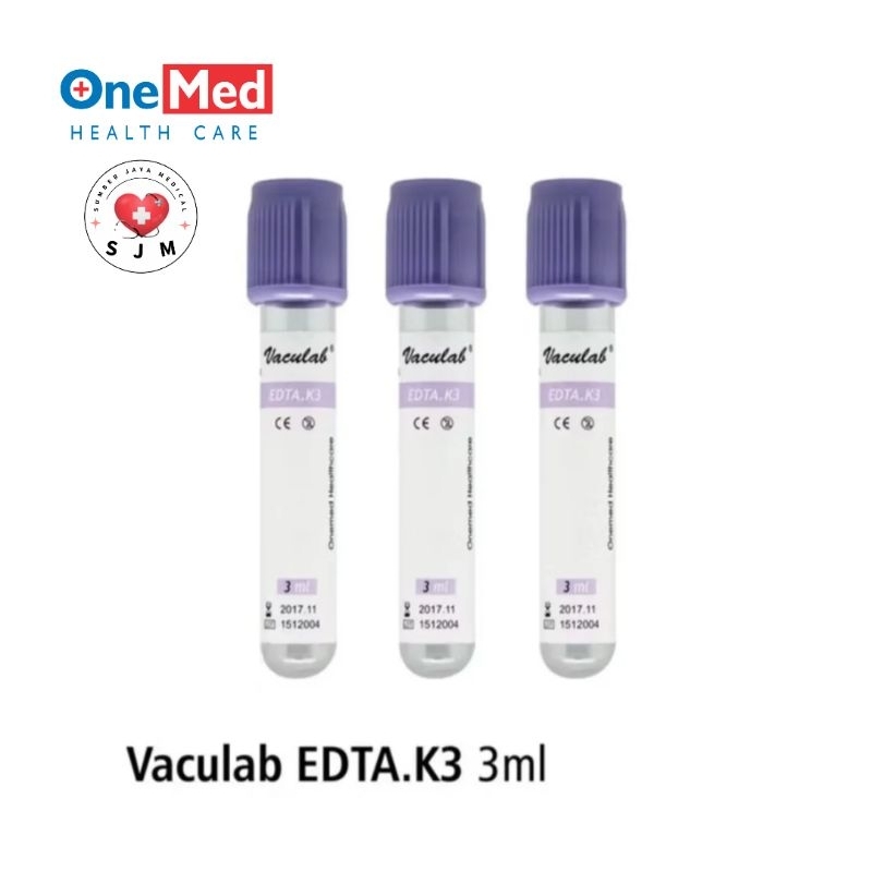 Onemed Tabung Darah Vaculab Edta K3 / Plain 3Ml 3CC Glass Onelab Onemed