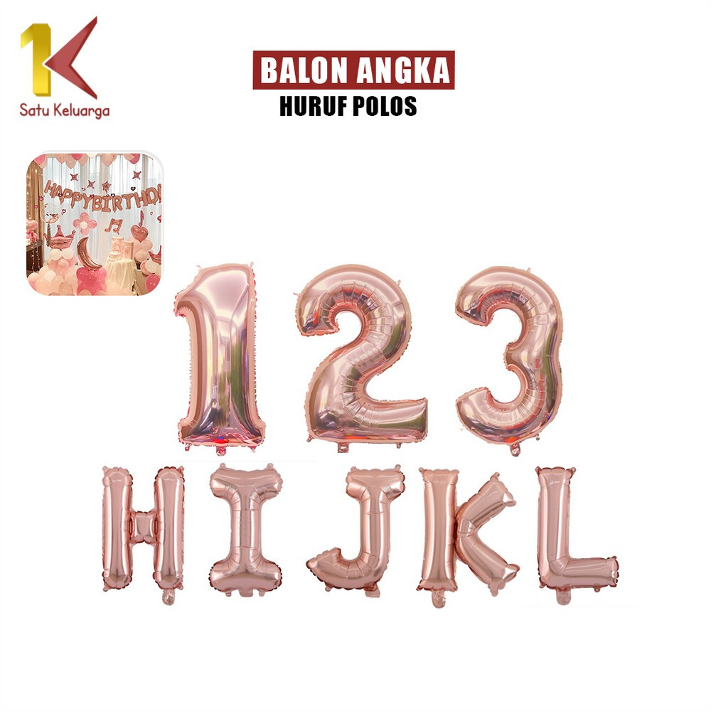 Satu Keluarga Balon Foil Huruf Rosegold C390 Baloon Huruf A-Z Dan Angka 0-9 Perlengkapan Pesta Ulang