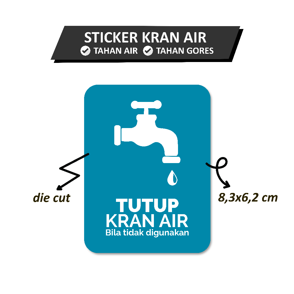 

Stiker Tutup Kran Air Stiker Awet Tahan Air Tahan Gores Sudah Dipotong Sticker Vinyl Laminasi Glossy Die Cut Warna Biru Cerah 8,3x6,2 cm