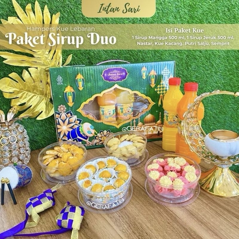 

PARCEL / HAMPERS LEBARAN PAKET A KUE KERING & 2 SIRUP INTAN SARI FREE KARTU UCAPAN