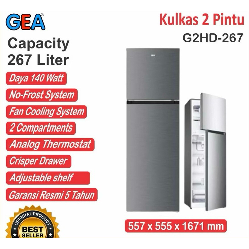 KULKAS GEA G2HD-267 2 PINTU INVERTER