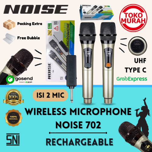Microphone Double Wireless NOISE PG 702 UHF Isi 2 Rechargeable