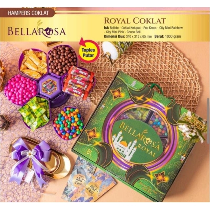 

Hampers Lebaran Paket Coklat ROYAL TOPLES PUTAR bellarosa 6toples Snacks Idul Fitri