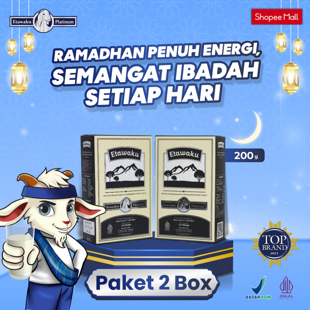 

Etawaku Platinum Paket 2 Box - Susu Kambing Etawa Murni + Krimer Bubuk yang Berkhasiat Tinggi Memiliki Kandungan Protein dan Vitamin Kompleks yang lengkap dan Rendah Lemak serta Dapat Mengatasi Nyeri Persendian