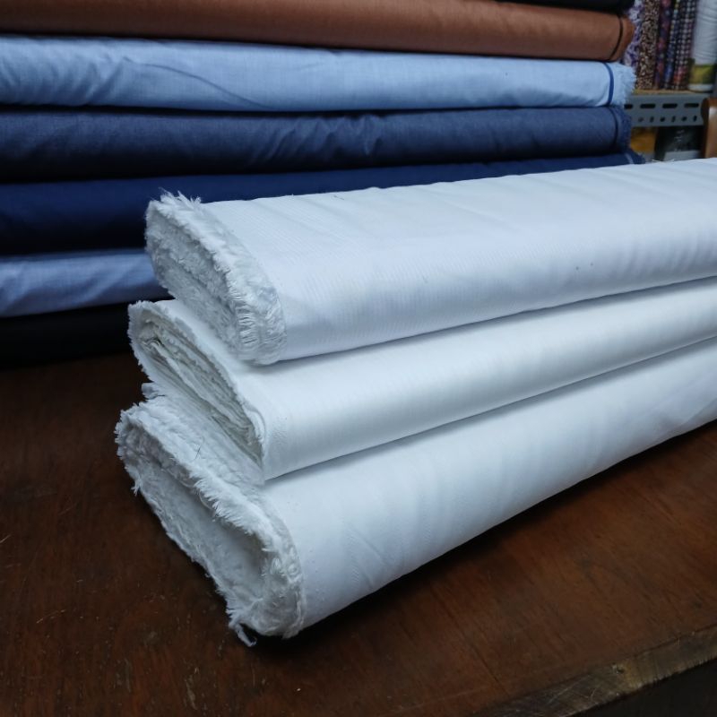 Kain Kemeja Putih / Kain Kemeja Koko gamis putih motif per 25 cm