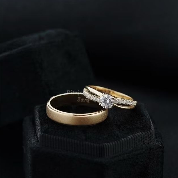 Couple cincin Palladium 50% 2,5gram dan Palladium 5% 4grm +Laser Nama / Engagement Ring