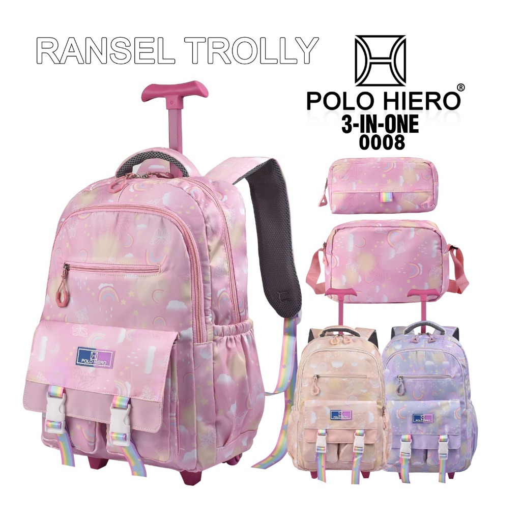 Tas Ransel Polo Hiero Trolly 0008 Tas Roda Sekolah Tas Trolly Anak Perempuan