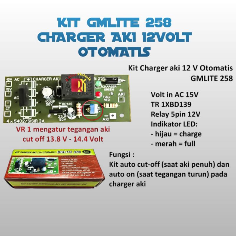 KIT CHARGER AKI 12 VOLT OTOMATIS GLMLITE 258