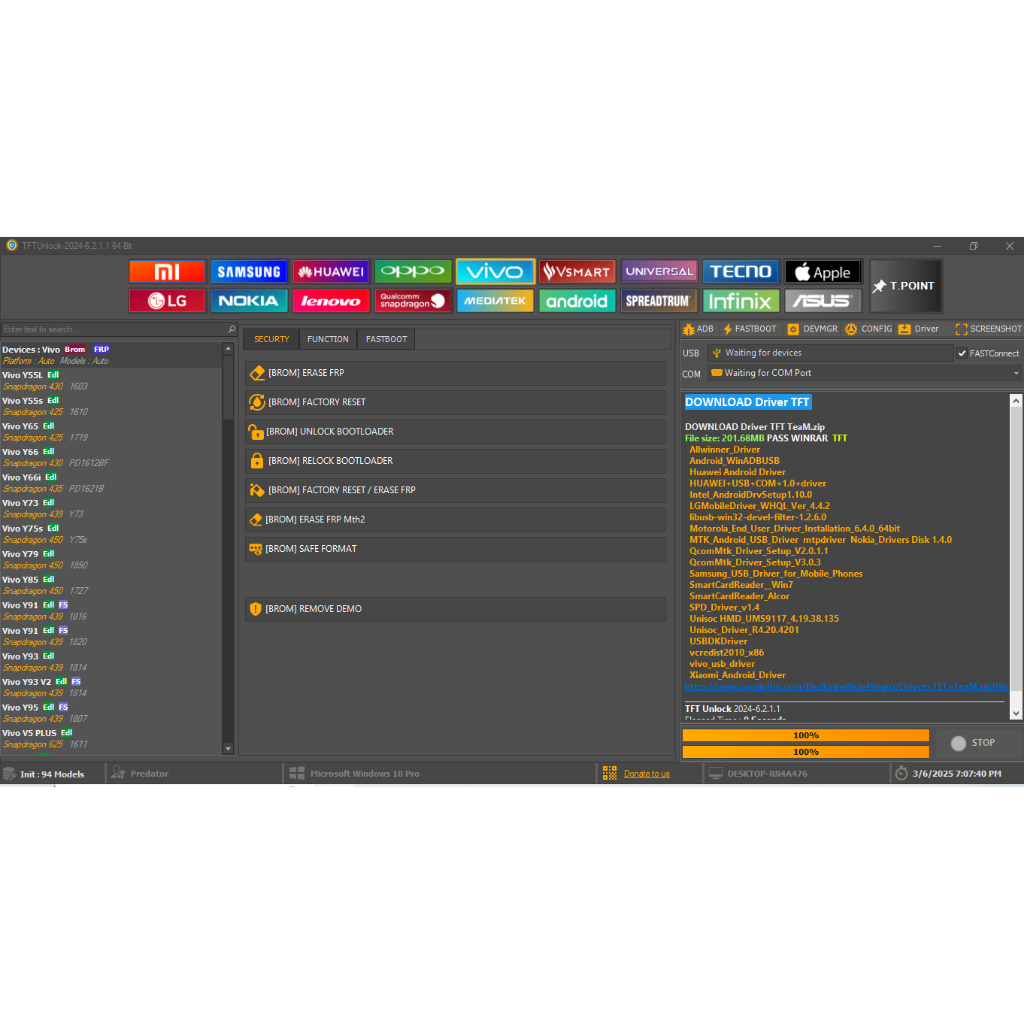TFT UNLOCK TOOL MASTER - APPLE/IPHONE/ ANDROID SEGALA MERK